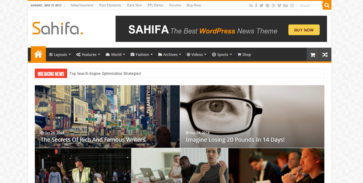 Sahifa - Отзывчивый WordPress News / Журнал / Тема Блога