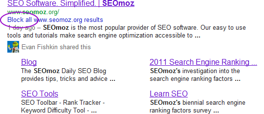 Самым ярким признаком этого была короткая функция в результатах поиска Google на английском языке, которая могла полностью исключить посещенные веб-сайты из собственных результатов поиска
